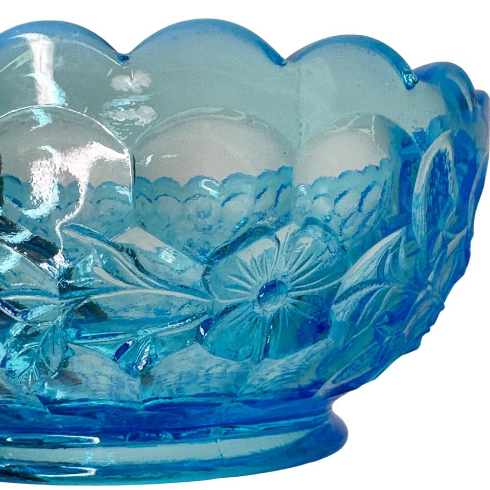 Fenton Blue Opalescent Honeycomb Clover Pattern Master Berry Bowl 1910 Vintage - Picture 15 of 16